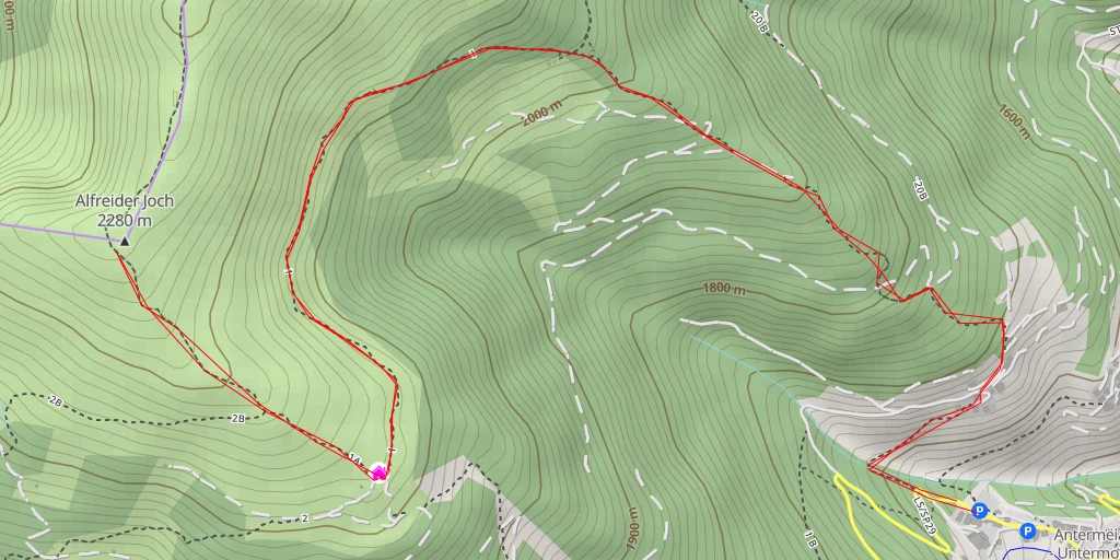 Map of the trail for Alfreider Joch - Giogo d'Alfarei