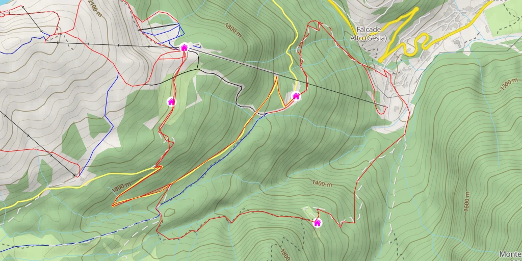 Carte de l'itinéraire :  Stazione Cabinovia Le Buse - Strada Provinciale 346 del Passo di San Pellegrino