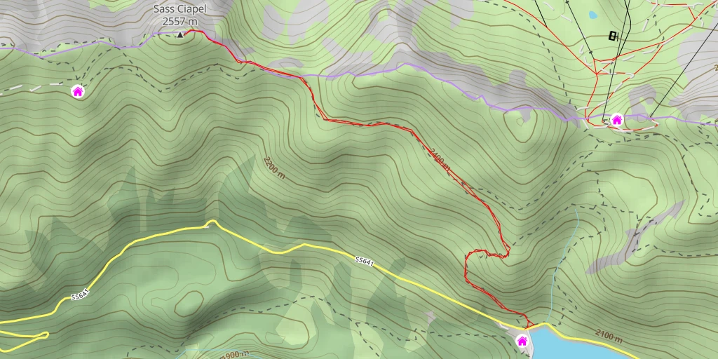 Map of the trail for Sass Ciapel