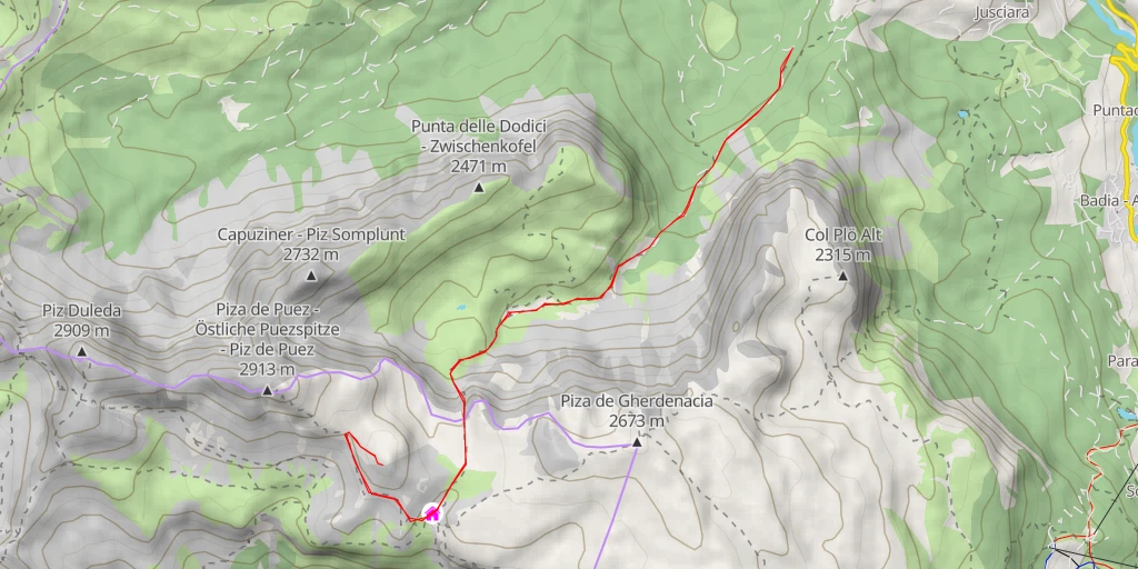 Carte de l'itinéraire :  Pitla Piza de Puez