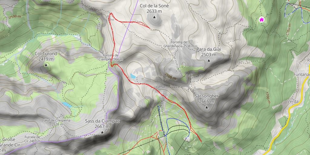 Carte de l'itinéraire :  Col de la Sonè