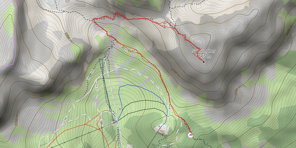 Map of the trail for Sassongher