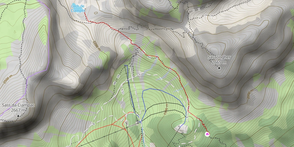 Map of the trail for Lech de Ciampëi