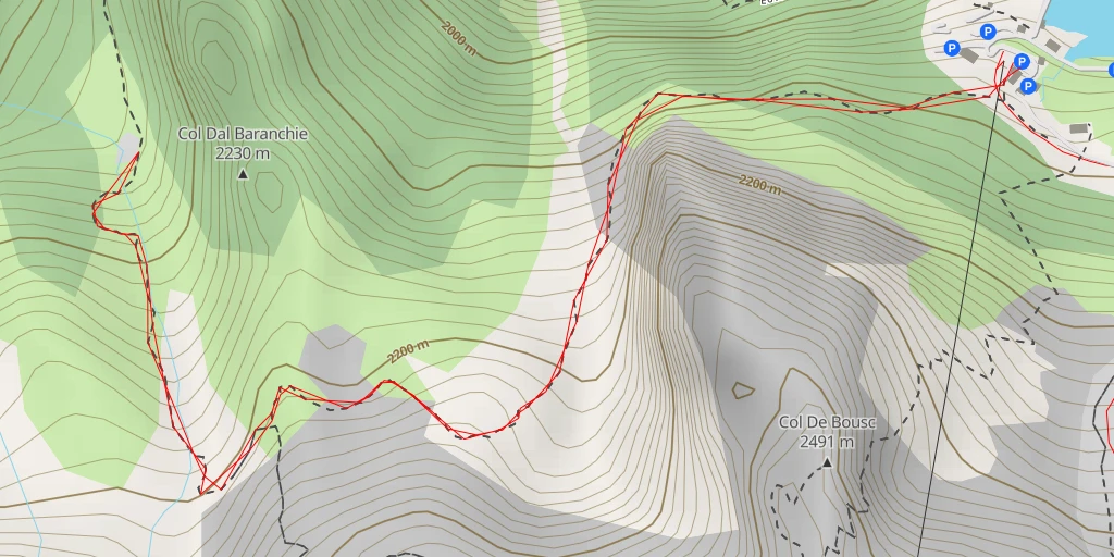 Map of the trail for Col Dal Baranchie