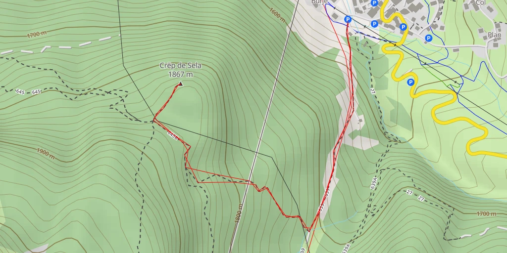 Map of the trail for Crëp de Sela