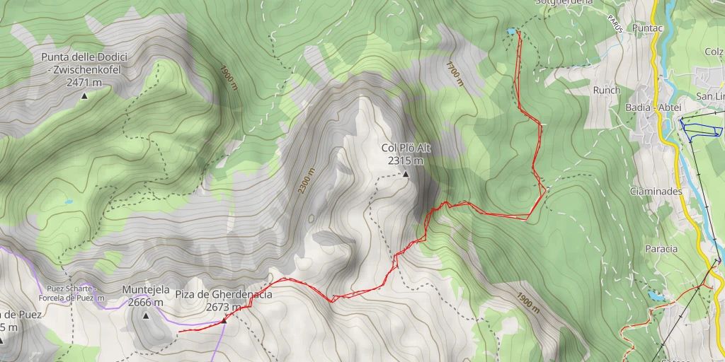 Map of the trail for Muntejela