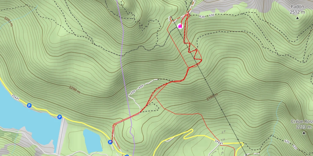 Map of the trail for Rifugio Padon