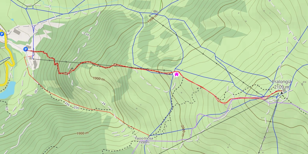 Map of the trail for Pralongià