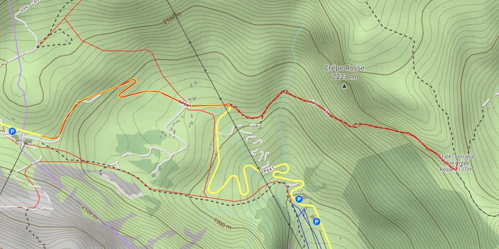 Map of the trail for El Jóf - Forcella de le Crépe Rosse