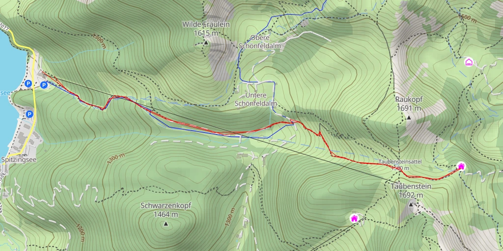 Map of the trail for Taubensteinhaus