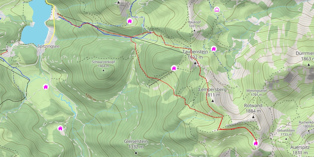 Map of the trail for Rotwandhaus