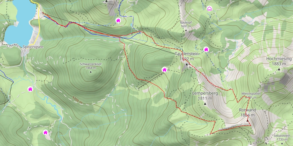 Map of the trail for Rotwand