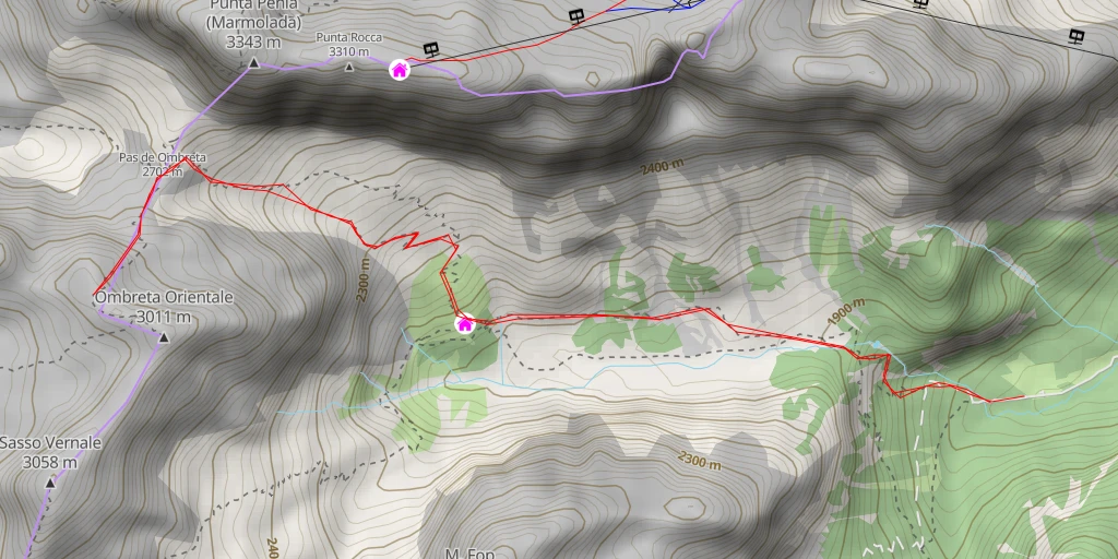 Map of the trail for Ombreta di Mezzo