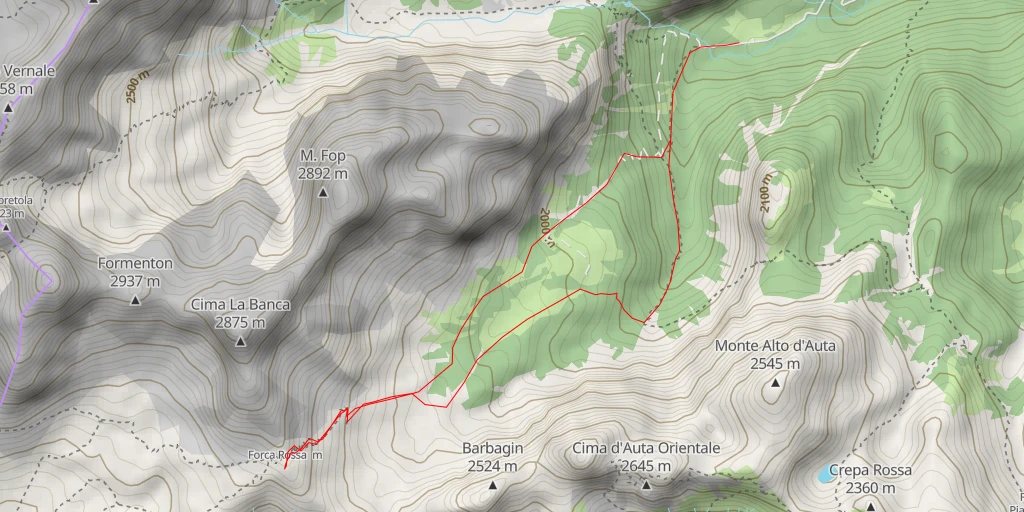 Map of the trail for Forca Rossa