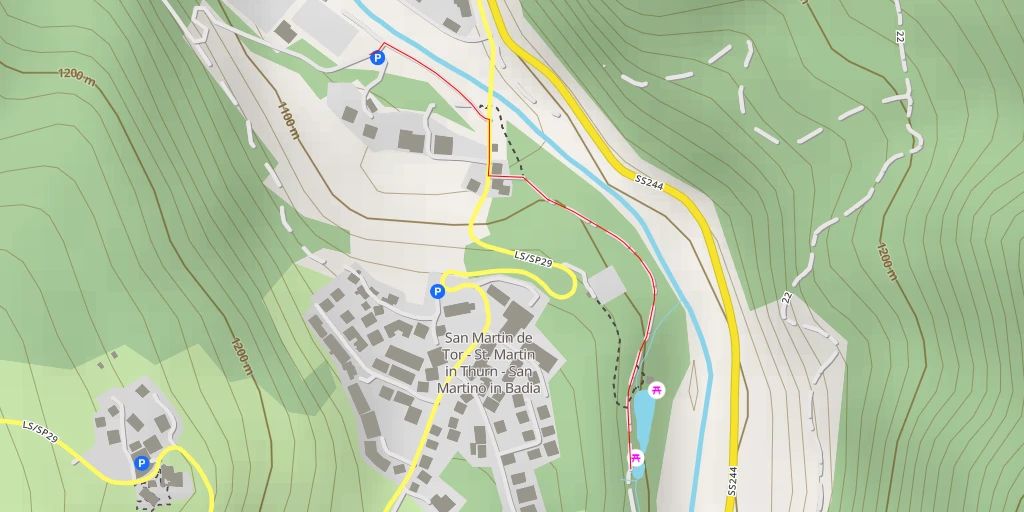 Map of the trail for Biotop Vistlesau - Preroman - San Martin de Tor - San Martino in Badia - St. Martin in Thurn