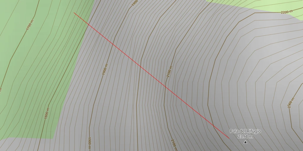 Map of the trail for Pala del Rifugio Spigolo NW (voie Castiglioni - Detassis)