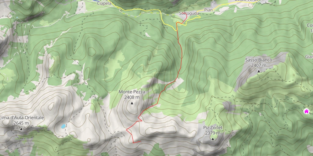 Map of the trail for Cima di Pezza Ovest