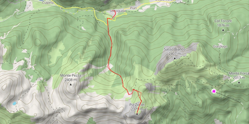 Map of the trail for Piz Zorlet