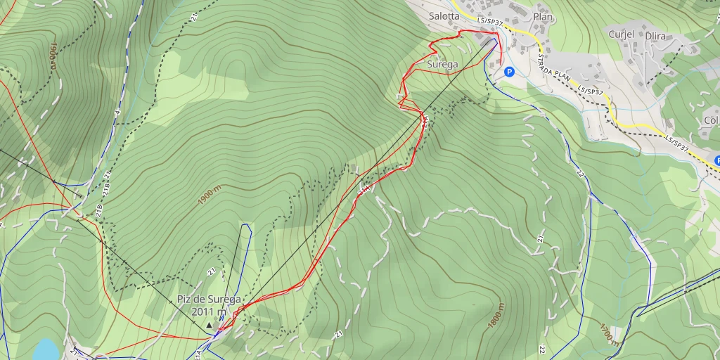 Map of the trail for Piz Sorega
