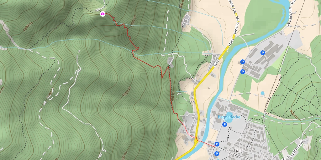 Map of the trail for Gais
