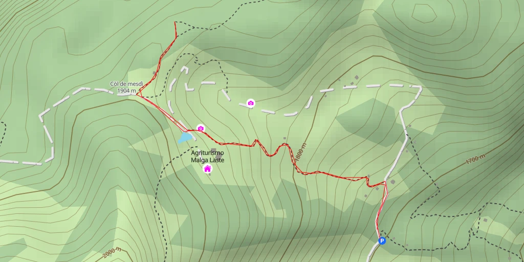 Map of the trail for Col Toron - Postazioni della Grande Guerra - Rocca Pietore