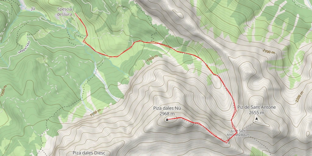 Map of the trail for Piza dales Nü