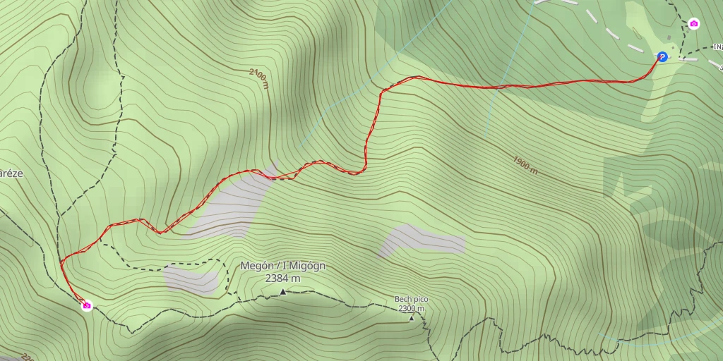 Carte de l'itinéraire :  Tabié dal Lóf