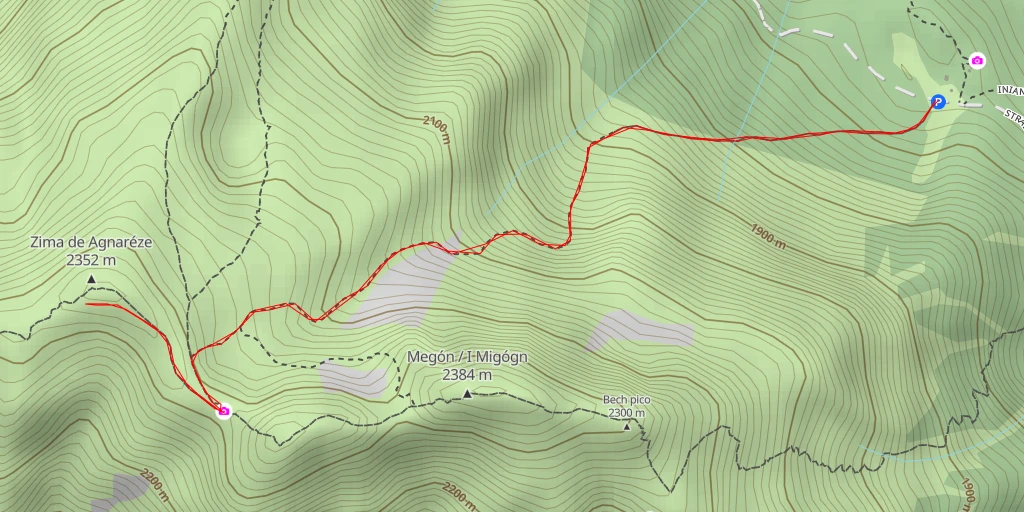 Map of the trail for Zima de Agnaréze