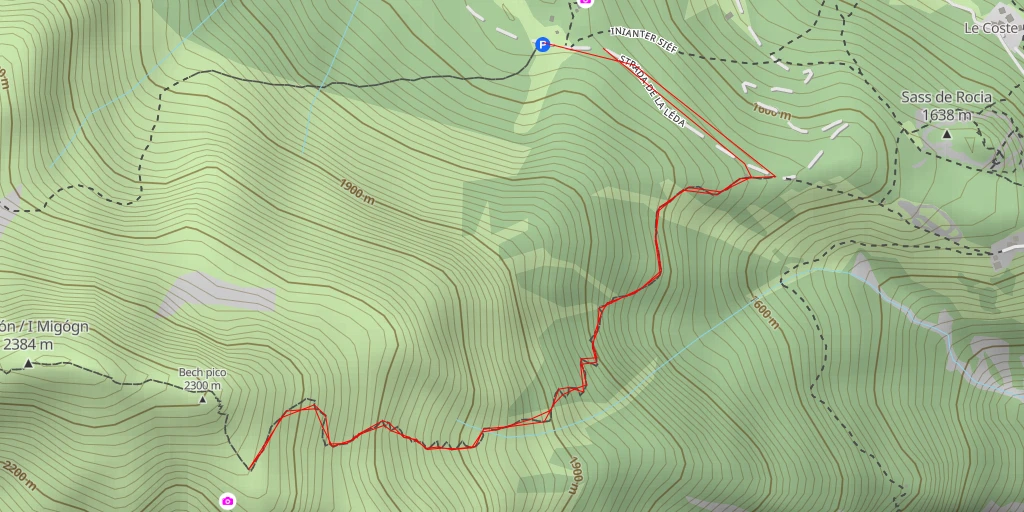 Carte de l'itinéraire :  Col dei gónfegn