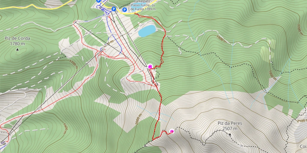 Carte de l'itinéraire :  Einstieg Klettersteig Piz da Peres - Marèo - Enneberg - Marebbe