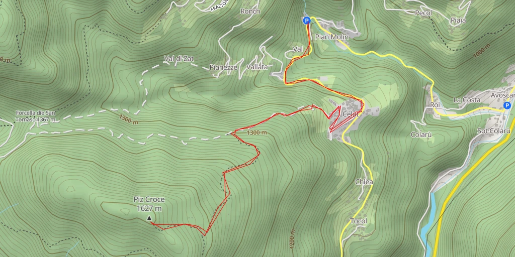 Map of the trail for Piz Croce