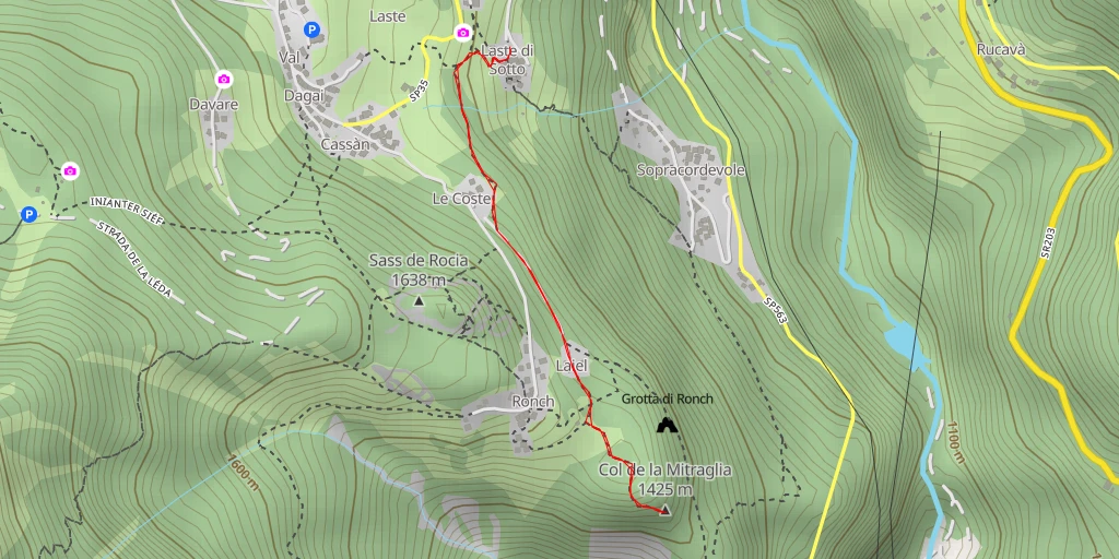 Map of the trail for Col de la Mitraglia