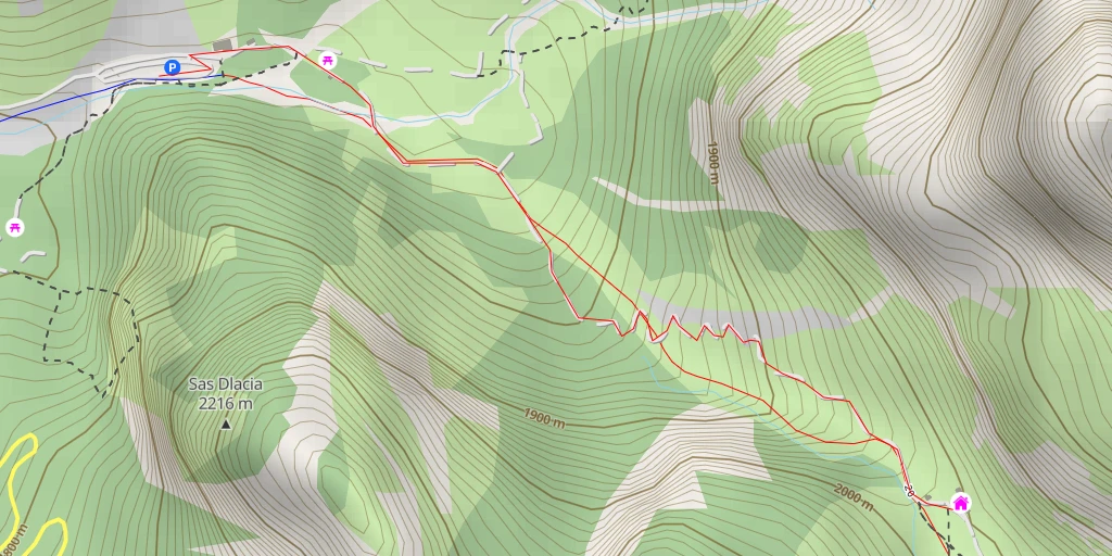 Map of the trail for Ütia de Scotoni - Scotoni-Hütte - Rifugio Scotoni