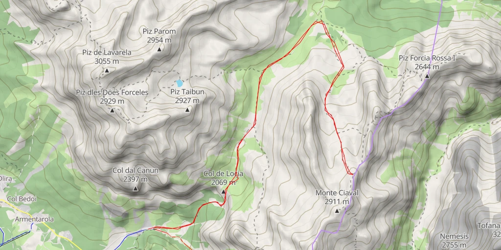 Carte de l'itinéraire :  Monte Castello