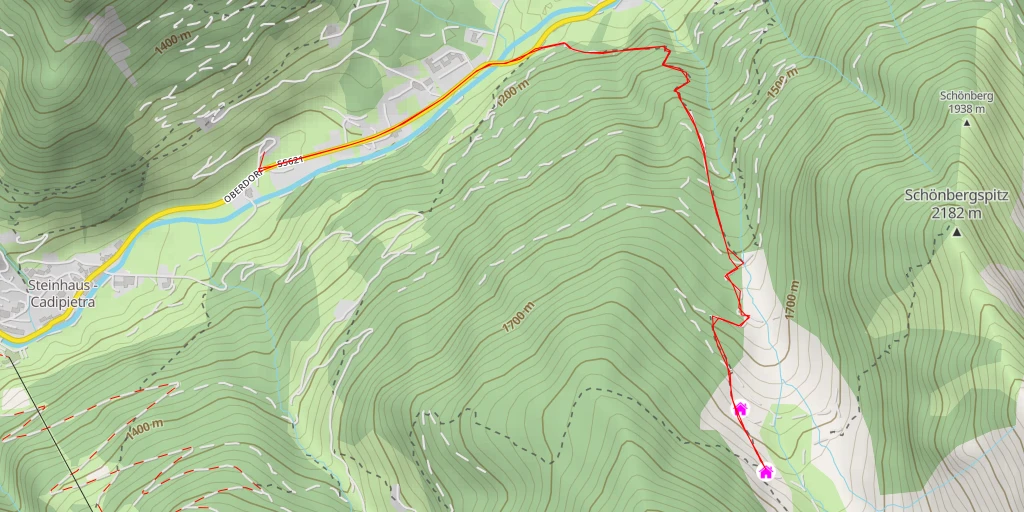 Map of the trail for Hochfeldalm