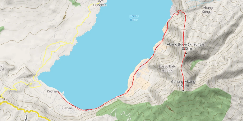 Map of the trail for Gunung Abang