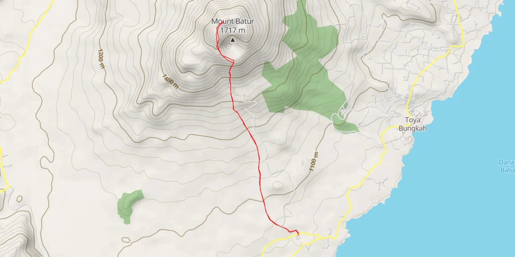 Map of the trail for Gunung Batur