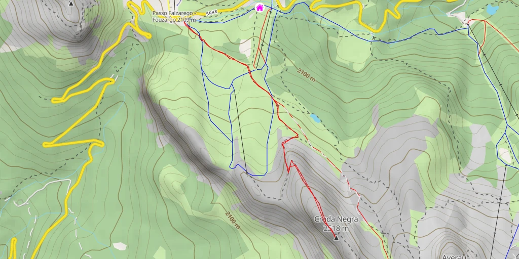 Carte de l'itinéraire :  Croda Negra