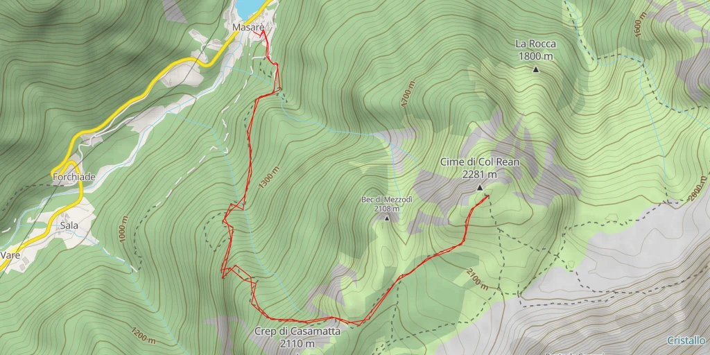 Map of the trail for Rifugio Attilio Tissi