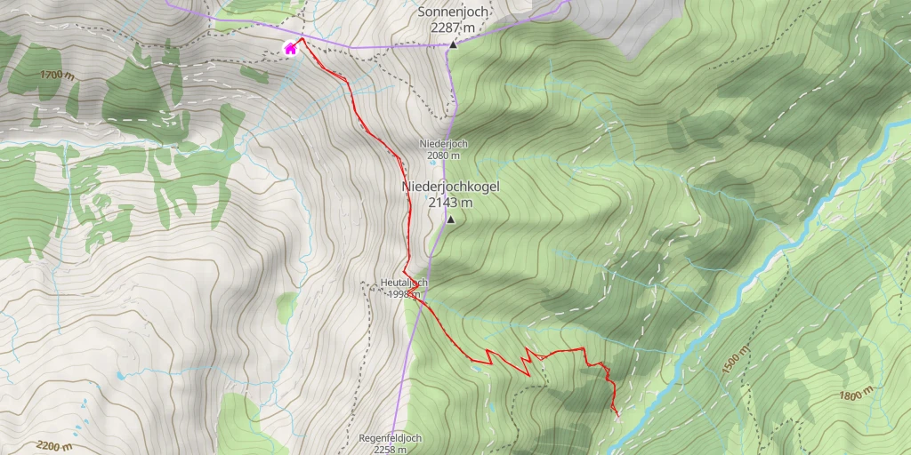 Map of the trail for Otto-Leixl-Hütte