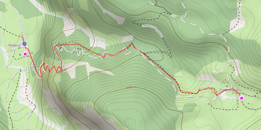 Map of the trail for Üćia de Fodara Vedla - Schutzhütte Fodara Vedla - Rifugio Fodara Vedla