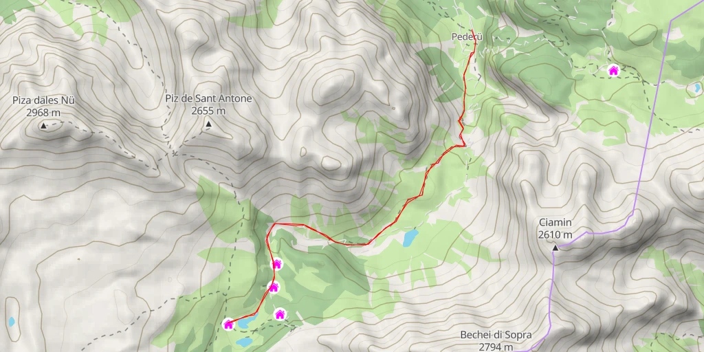 Map of the trail for Lavarellahütte
