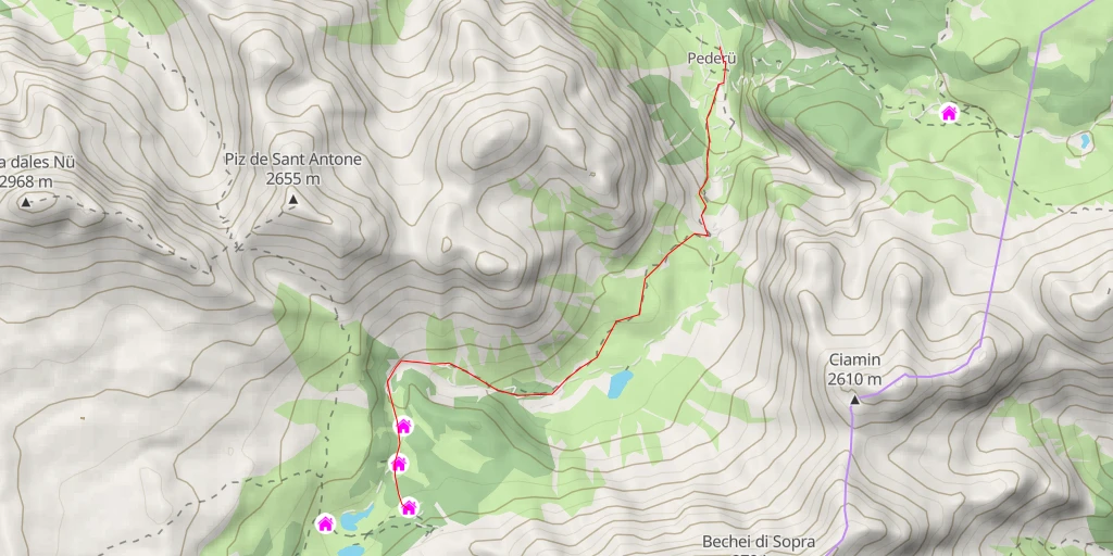 Map of the trail for Rifugio Fanes
