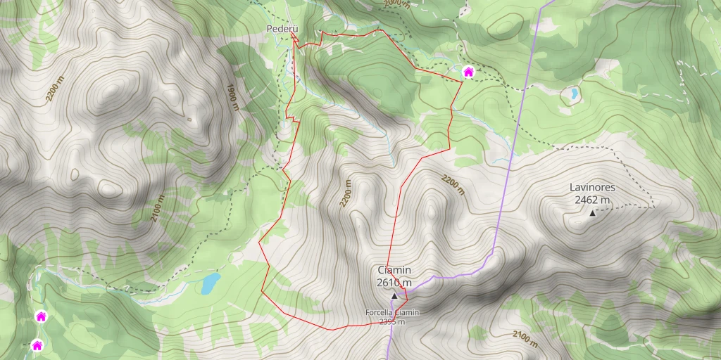 Map of the trail for Forcella Ciamin En boucle depuis Pederü descente par le Gran Valun