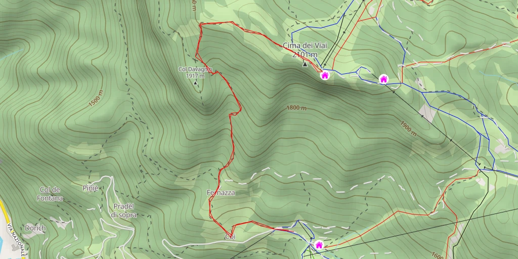 Map of the trail for Ristoro Belvedere