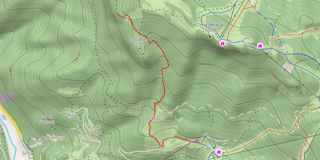Map of the trail for Col Davagnin