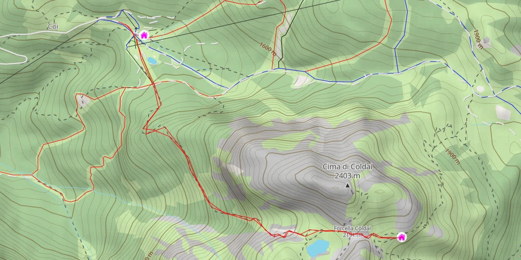 Carte de l'itinéraire :  Rifugio Adolfo Sonino al Coldai