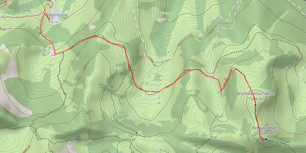 Map of the trail for Rotwandlspitz