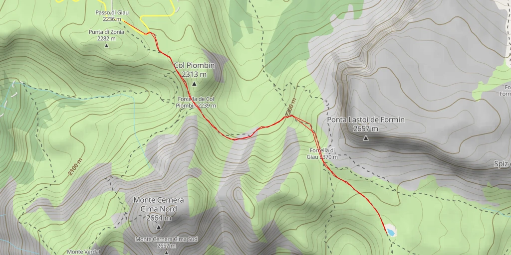 Map of the trail for Lago di Baste