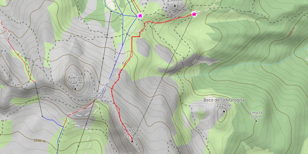 Carte de l'itinéraire :  Nuvolau